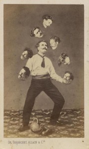 Unknown artist, Man Juggling His Own Head, c. 1880, published by Allain de Torbéchet et Cie, albumen silver print from glass negative, collection of Christophe Goeury.