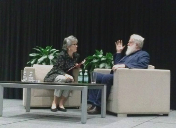 James Turrell and Lynn Herbert discuss Turrell’s newest work on Friday at the University of Texas.