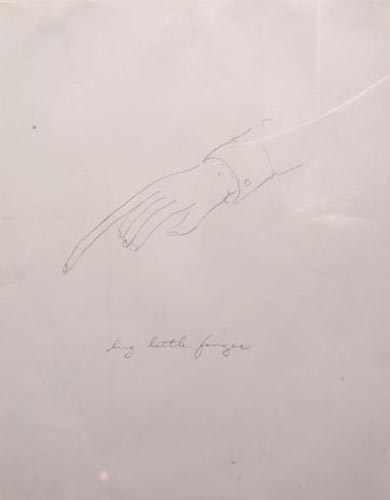 William Wegman, Big Little Finger, 1974, pencil on paper, courtesy Texas Gallery