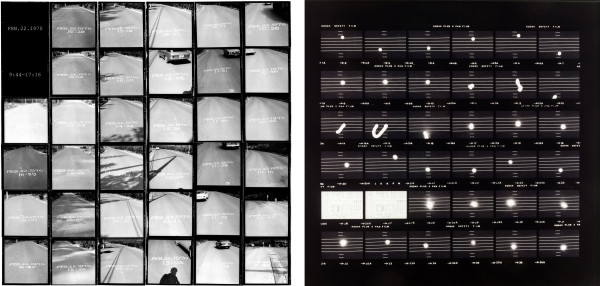 L: Hitoshi Nomura, Time on a Curved Line, 1970, 34 gelatin silver prints, the National Museum of Modern Art, Tokyo. © Hitoshi Nomura. R : Hitoshi Nomura, 'moon' score, December 19, 1975, 1975, gelatin silver print, printed c. 1995, The Museum of Fine Arts, Houston, Museum purchase funded by the Caroline Wiess Law Accessions Endowment Fund.