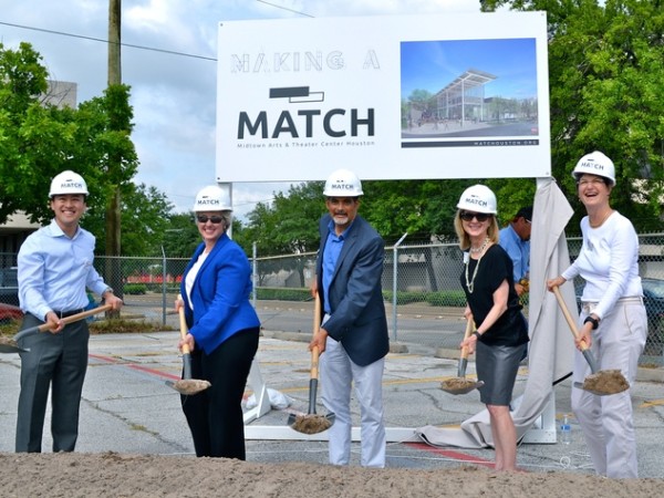 Mayor Annise Parker, Garnett Coleman, Ann Stern and Emily Todd at the MATCH groundbreaking in May 2014. Photo: George Levan