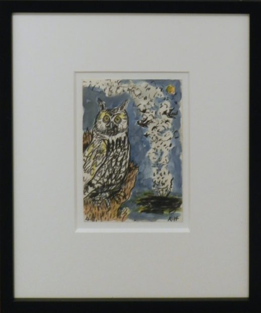 Frank X. Tolbert, Great Horned Owl, 2015, Watercolor and graphite on paper, 7 x 5 in.