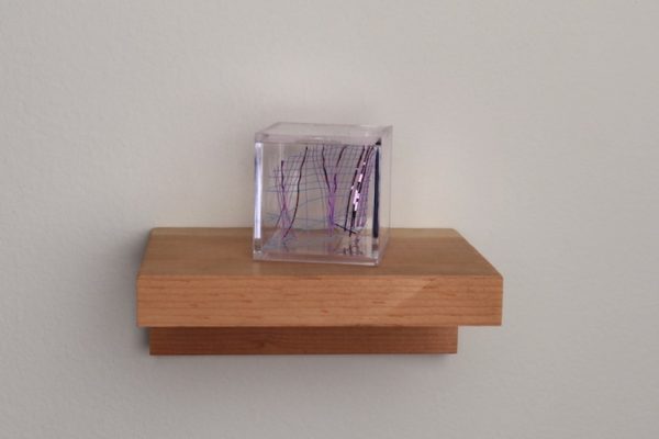 Sheryl Anaya, glimmer arrangement 5, Acrylic box, poly deco mesh, 2 x 2 x 2 inches, 2017