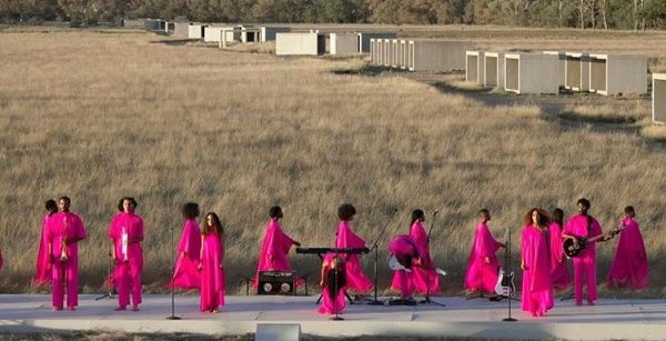 Solange Knowles performing at the Chinati Foundation in Marfa, Texas