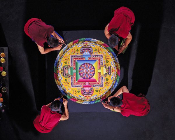 Sand Mandala painting at the Asia Society