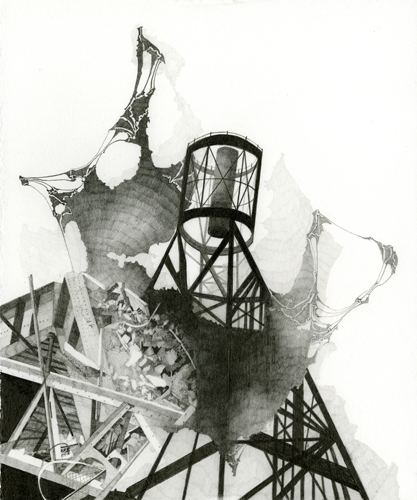 Atlas #1,Ruins Projection (Hooker),Graphite on Paper, 12