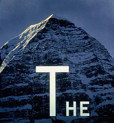 Ed Ruscha's The Mountain, 1998, acrylic on shaped canvas, 76 x 72 inches