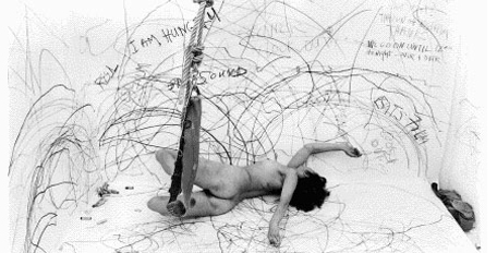  Sure, we (artists/ladies/somebody's bitches) can do it all if we want to. Remind me again why want to?Carolee Schneeman's "Up to and Including Her Limits" 1973-1976