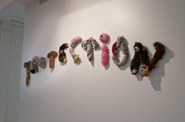 Annette Messager, Protection, 1998; Stuffed plush toy parts