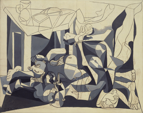 The Charnel House, Pablo Picasso (Spanish, 1881–1973)  Paris, 1944-45. Oil and charcoal on canvas, 6' 6 5/8" x 8' 2 1/2" (199.8 x 250.1 cm). Mrs. Sam A. Lewisohn Bequest (by exchange), and Mrs. Marya Bernard Fund in memory of her husband Dr. Bernard Bernard, and anonymous funds. © 2013 Estate of Pablo Picasso / Artists Rights Society (ARS), New York