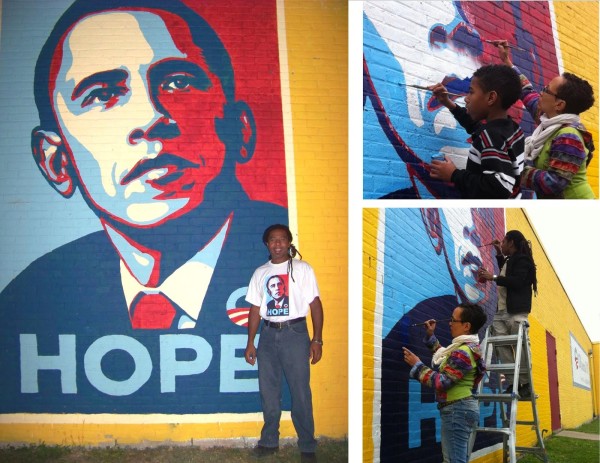 Mural #1 “Hope” painted October 2008, vandalised March 2010, November 2010, and October 2012