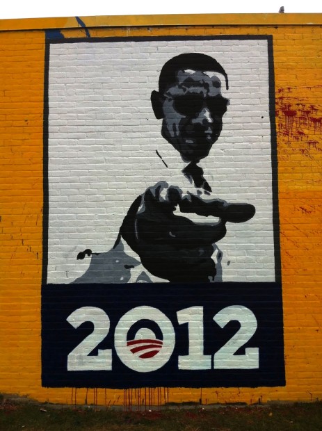 Mural # 2 “Obama 2012” painted October 2012, vandalised January 2012