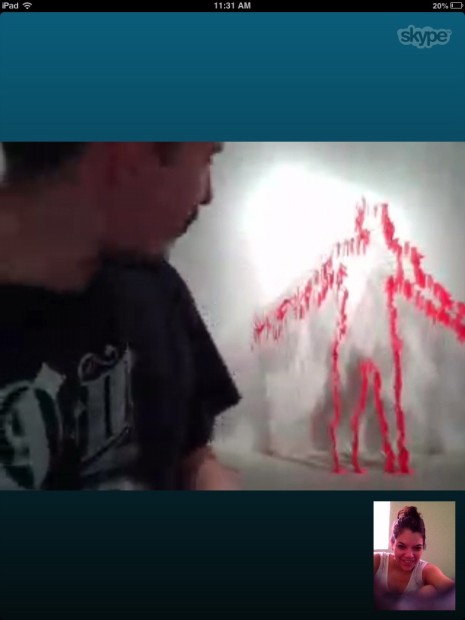 Skype chatting with the artist, friend number 11, for  "24 friends in 24 hours" 