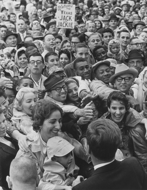Gene Gordon_John F. Kennedy reaching out to crowd in Fort Worth