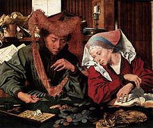 Marinus van Reymerswaele, The moneychanger and his wife (1539), Museo del Prado, Madrid