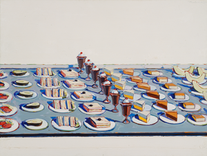 Wayne Thiebaud. Salad, Sandwiches and Dessert, 1960. Lent by the Sheldon Museum of Art, University of Nebraska-Lincoln. NAA–Thomas C. Woods Memorial. Art © Wayne Thiebaud / Licensed by VAGA, New York, NY.