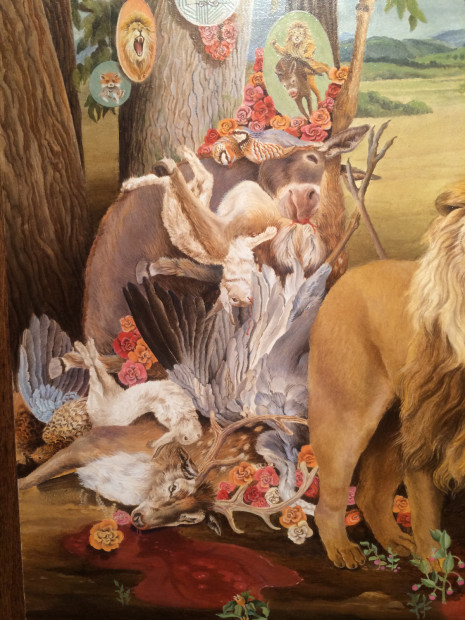 Ellen Tanner, The Lion, The Fox, And The Ass (detail), 2010, oil on panel