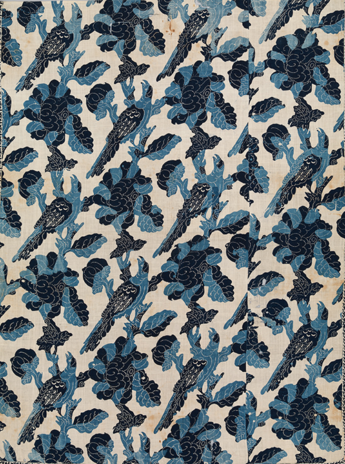 Blue-Resist Panel. Probably India, for the American market, mid-18th Century. Cotton, painted and block-printed resist, dyed, 78 ¼ x 59 5/8 in. (198.6 x 151.4 cm). The Metropolitan Museum of Art, Rogers Fund, 1940