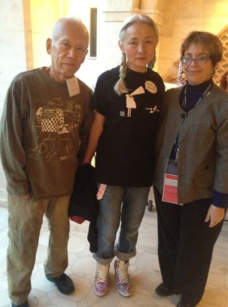 Ushio and Noriko Shinohara with Marian Luntz, MFAH curator of film and video