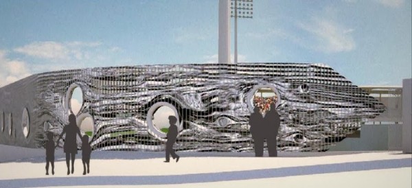 Two of the public art installations planned for the Triple-A stadium include a piece on the clock tower (first image) and another along a fence. (City of El Paso)