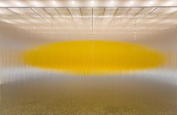 Jesús Rafael Soto, Houston Penetrable, 2004–14, lacquered aluminum structure, PVC tubes, and water-based silkscreen ink, the Museum of Fine Arts, Houston, Museum purchase with funds provided by the Caroline Wiess Law Accessions Endowment Fund. © Estate of Jesús Rafael Soto. Used by permission. Photo by Carrithers Studio.