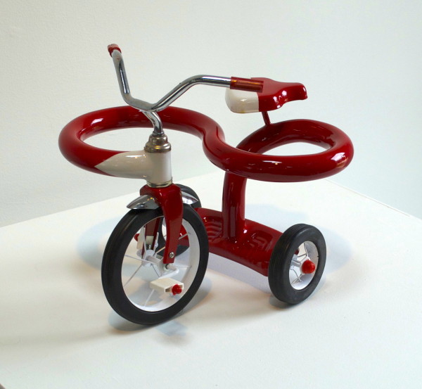 We all get a little sidetracked (mini trike) 2014, Mini-tricycle, metal, plastic, automotive paint, 11" x 8"