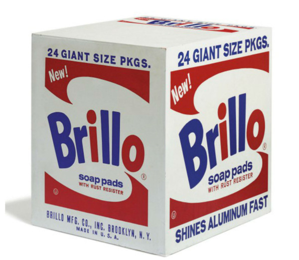 Andy Warhol, Brillo Soap Pads, silkscreen ink on plywood, 20 x 20 x 17 in.,  Executed in 1964-1969