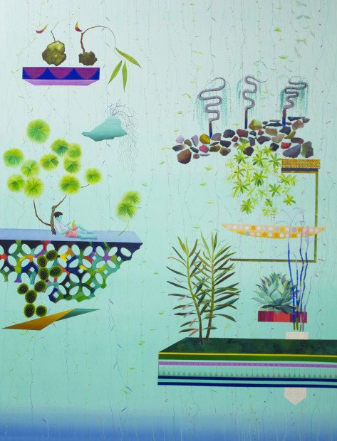 Celan Bouillet,<em>Hanging Gardens</em>, 2014. Acrylic on canvas, 72" x 56"