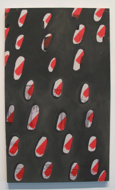 Taylor Smith, <em>Untitled</em>, 2014. Acrylic, oil stick, iron filings and limestone on canvas, 5’ x 3’