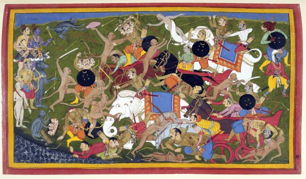 Battle at Lanka, Ramayana, Udaipur, 1649-53, courtesy The British Library