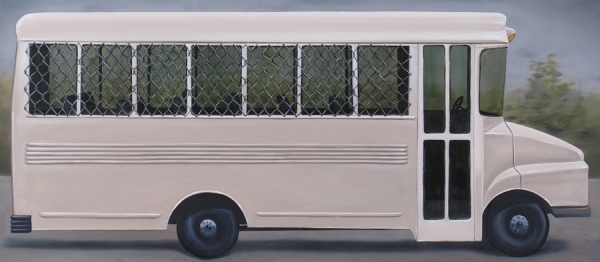 <em>Prison Bus</em>Oil on canvas, 24 x 55"