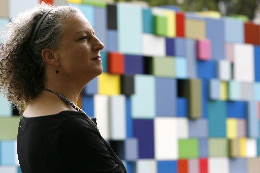 Margo Sawyer with Synchronicity of Color at Houston’s Discovery Green, 2008. Photo: Karen Warren / Houston Chronicle