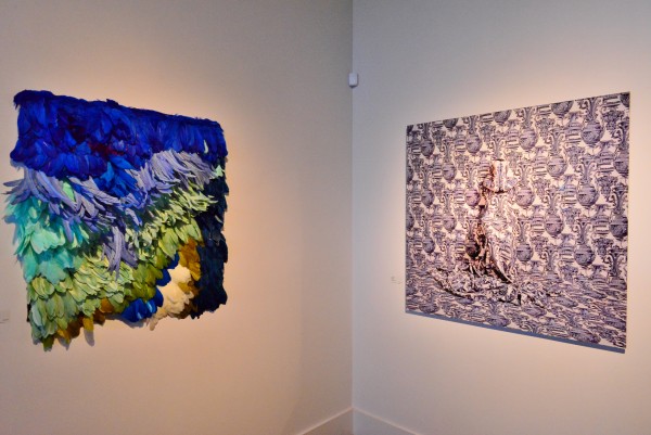 “Shawl II” (l) and “Corinthians – 3/7” – a crowd favorite during the opening, according to Coates.
