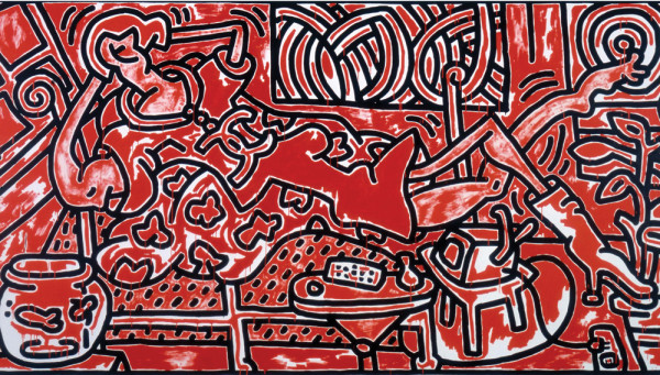Keith Haring, Red Room, 1988. acrylic on canvas. 96 x 180 inches.