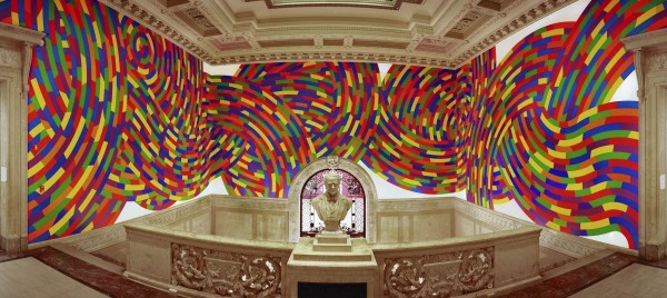 Installation view of Sol LeWitt, Wall Drawing #1131, Whirls and Twirls (Wadsworth), 2004, at the Wadsworth Atheneum. Acrylic on existing museum walls. Photo: 16 Miles