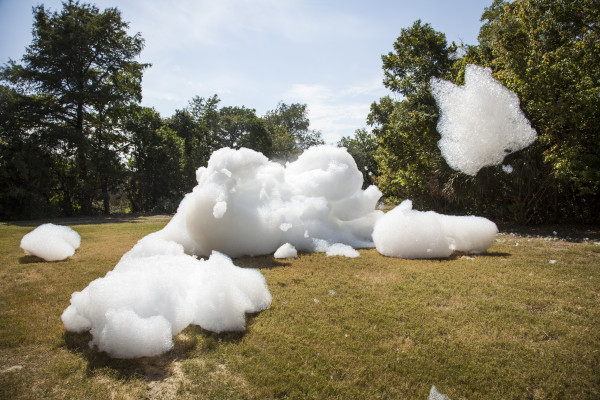 Roger Hiorns, A retrospective view of the pathway, 2008–2015. Foam, compressor, and polyester tanks. 
