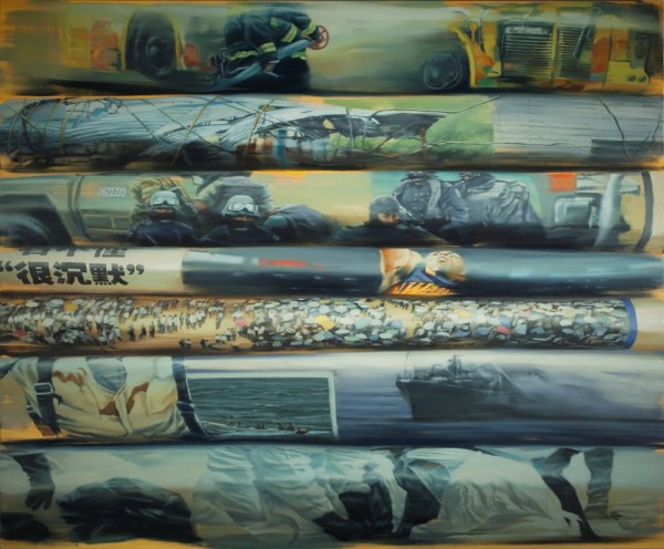 April-December 2008, G.Z.R.B. (Guangzhou Ri Bao), 2011. Oil on canvas. 78 x 96 inches.