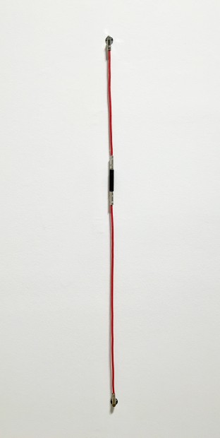 SHHH, The Red Series #1, 2014. Noise-canceling instrument cable, cable ties, and endpin jacks.