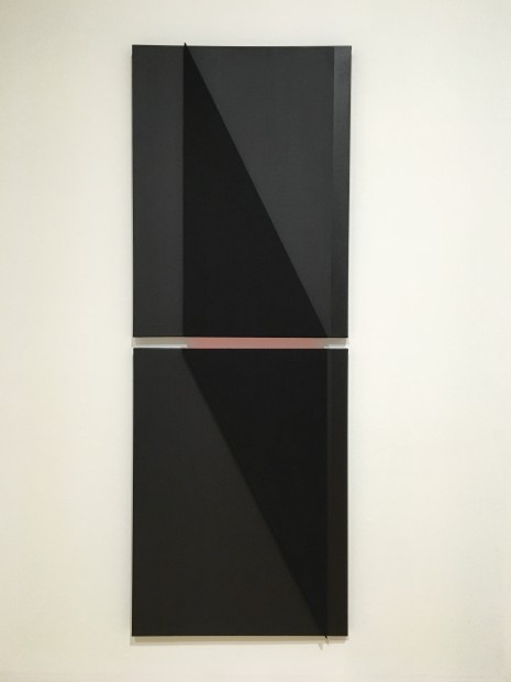 Vertical into Decrescendo (dark), 2014, Acoustic absorber panel and acrylic paint on canvas (2 parts)