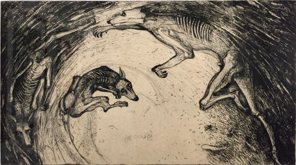 Sharon Kopriva, Pursuit (6/12), 2014, chine colle etching