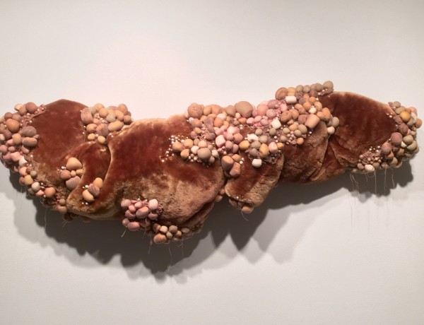 Cintia Gomez, Untitled (Original), 2015, Fur, pantyhose, makeup sponges, beads and Poly-fil.