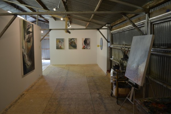 View of studio gallery, works by Rusiloski and Fernandez