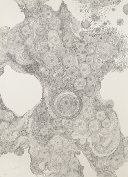 Hiroyuki Doi, Untitled, 1985. Ink on paper, 42 7/8 × 31 1/4 inches. Collection of Paige and Todd Johnson. © Hiroyuki Doi, courtesy of Ricco/Maresca Gallery