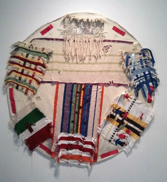 Immigration and Violence, 2012, cotton, thread, mixed media, 60 in. diameter