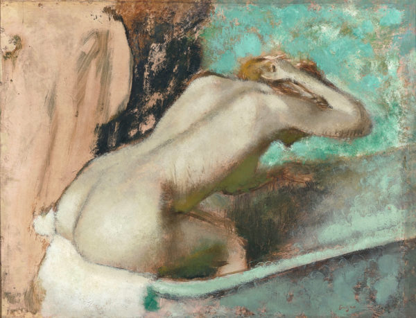Woman Seated on the Edge of a Bath Sponging Her Neck, 1880-95