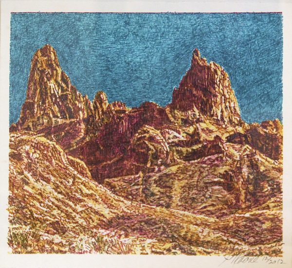 <Landscape (Mule Ears), Jim Malone, 14 x 15", Colored marker