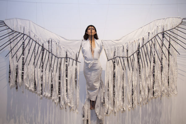 Daniela Riojas, Cuauhtli (Eagle), 2014, performance with mixed-media sculpture