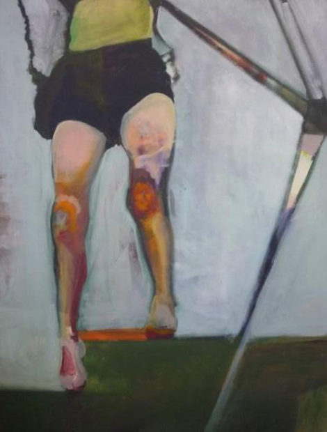 Ariel Davis, Country Swing (Sarah's Legs), 2012, oil on canvas, 36” x 48”