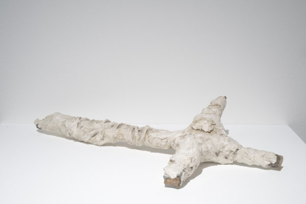 Jay DeFeo, Untitled (cross), 1953. Wood, cloth, plaster, synthetic resin, and nails, 28 1/2 × 16 1/2 × 4 in. 
