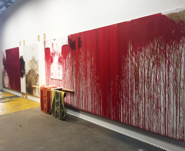 a Hermann Nitsch Pour Painting, 2016